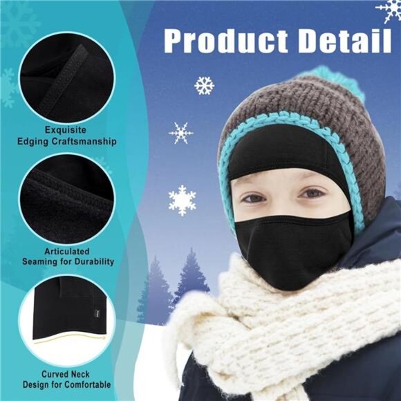 2 Pack Kids Balaclava Face Mask for Boy Girl, Winter Hat Ski Mask for Cold - Picture 3 of 8